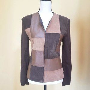 ~Wool/Leather/Suede patchwork zip-up jacket~